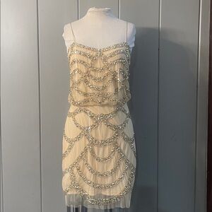 Aidan Mattox Slip Dress Gold Sequin Maximalist Fairy Quiet Luxury Festival Boho